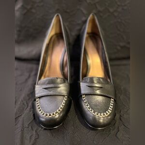 Victor Alfaro Black Penny Loafer Heels